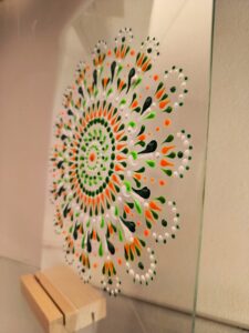 Mandala vert et orange